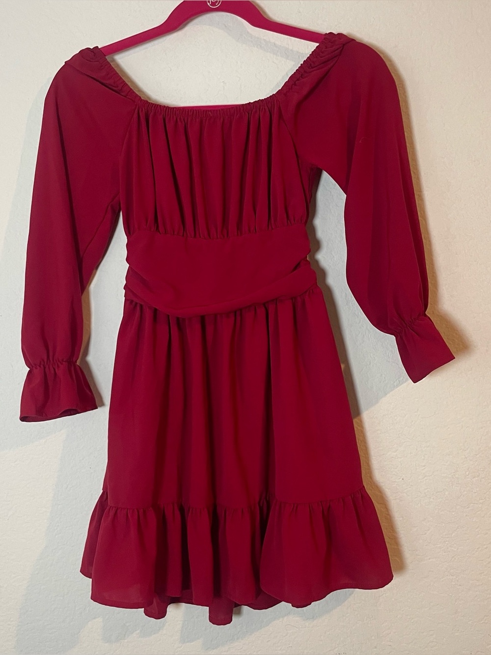 Girls Red Long Sleeve Tie Back Dress Size M